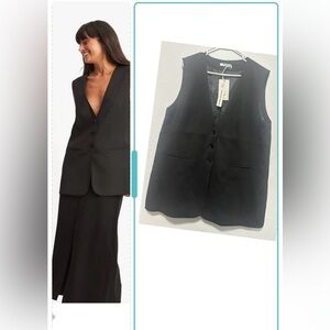 NA-KD Oversized Vest Size 44 Black Sleeveless Button-Up Vest